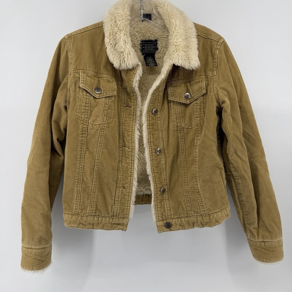 Arizona Jean Company Y2K Tan Corduroy Faux Fur Lined Trucker Jacket S Chore Barn
